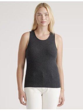 Quince Featherweight Cashmere Ribbed Tank Black Size Large